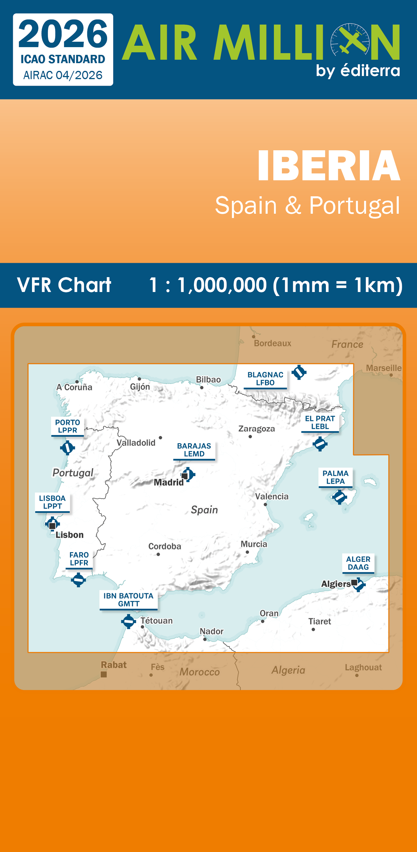 AIR MILLION: VFR-Karte Iberia 1:1.000.000 (Edition 2026) 