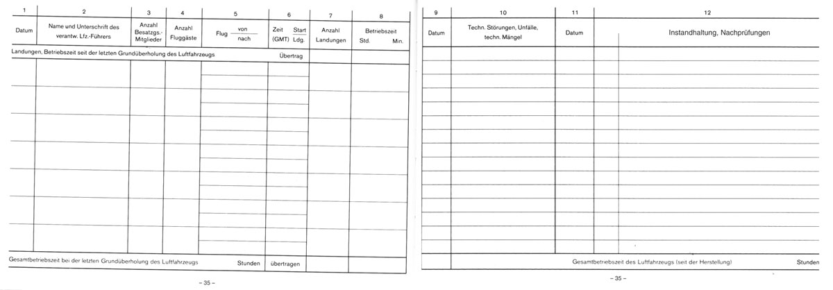Bordbuch für Motorflug