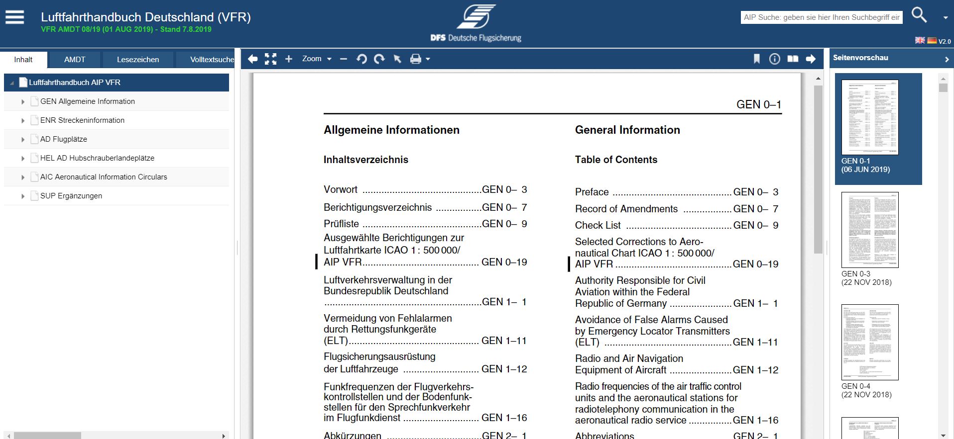 AIP VFR Online-Version, Zugang für 12 Monate