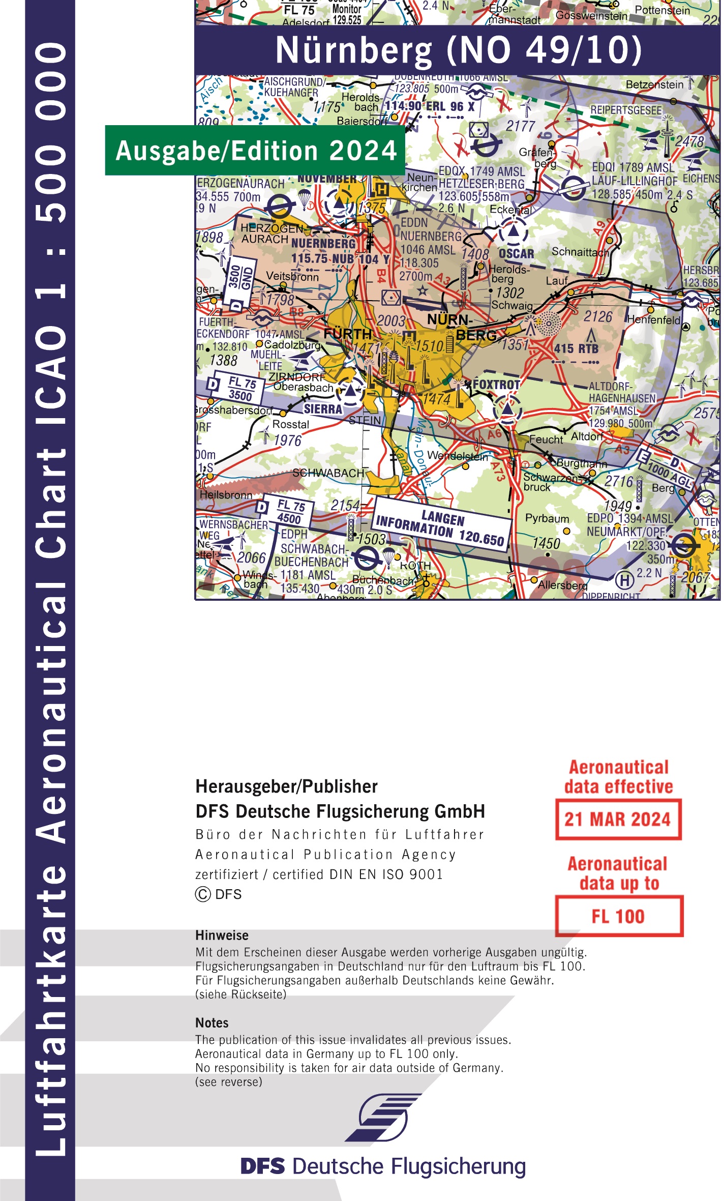 ICAO-Karte, Blatt Nürnberg (Ausgabe 2024), Motorflug 1:500.000