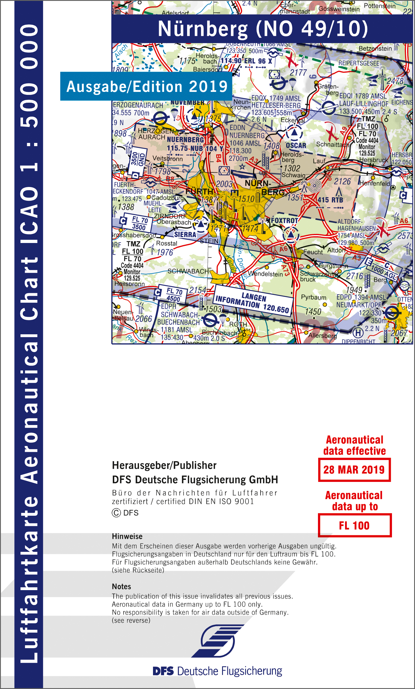 ICAO-Karte, Blatt Nürnberg (Ausgabe 2019), Motorflug 1:500.000