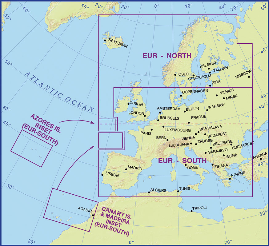 Flugplatzkarte Europa - NORD+SÜD