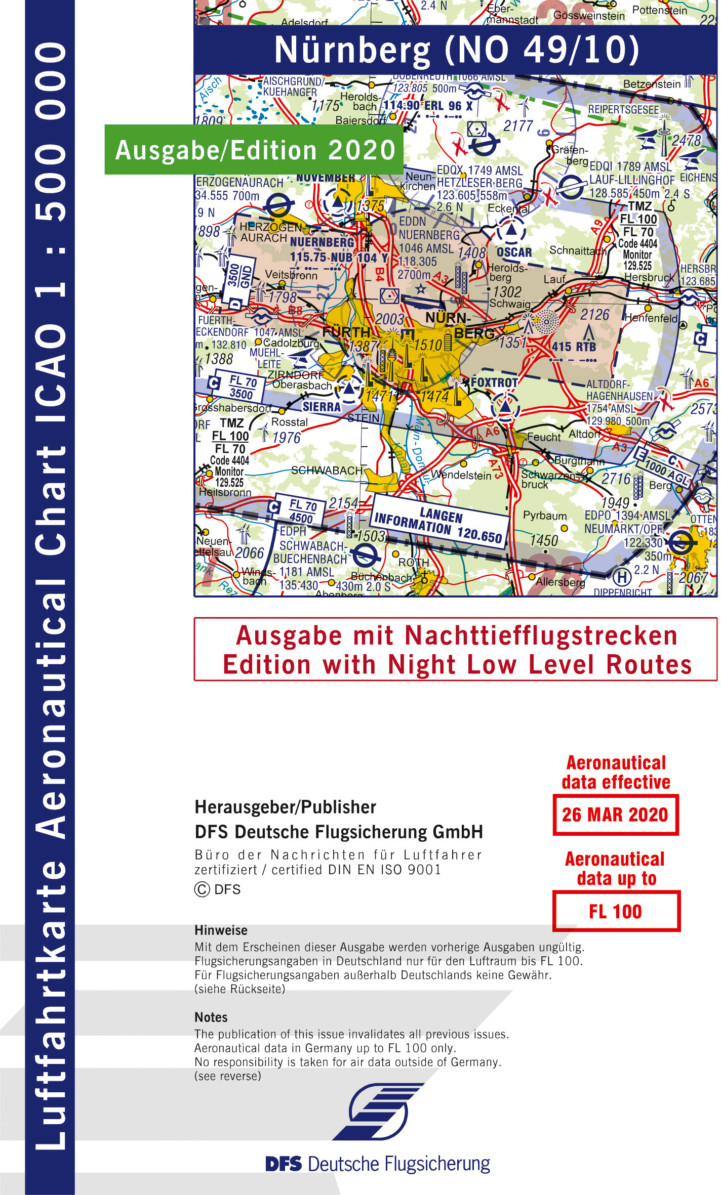 ICAO-Karte, Blatt Nürnberg (Ausgabe 2020), Nachttiefflugstrecken 1:500.000