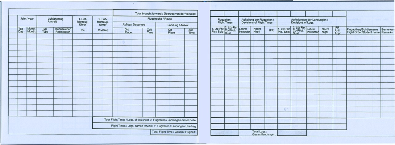 PILOTS FLYING LOG BOOK (hellblau)