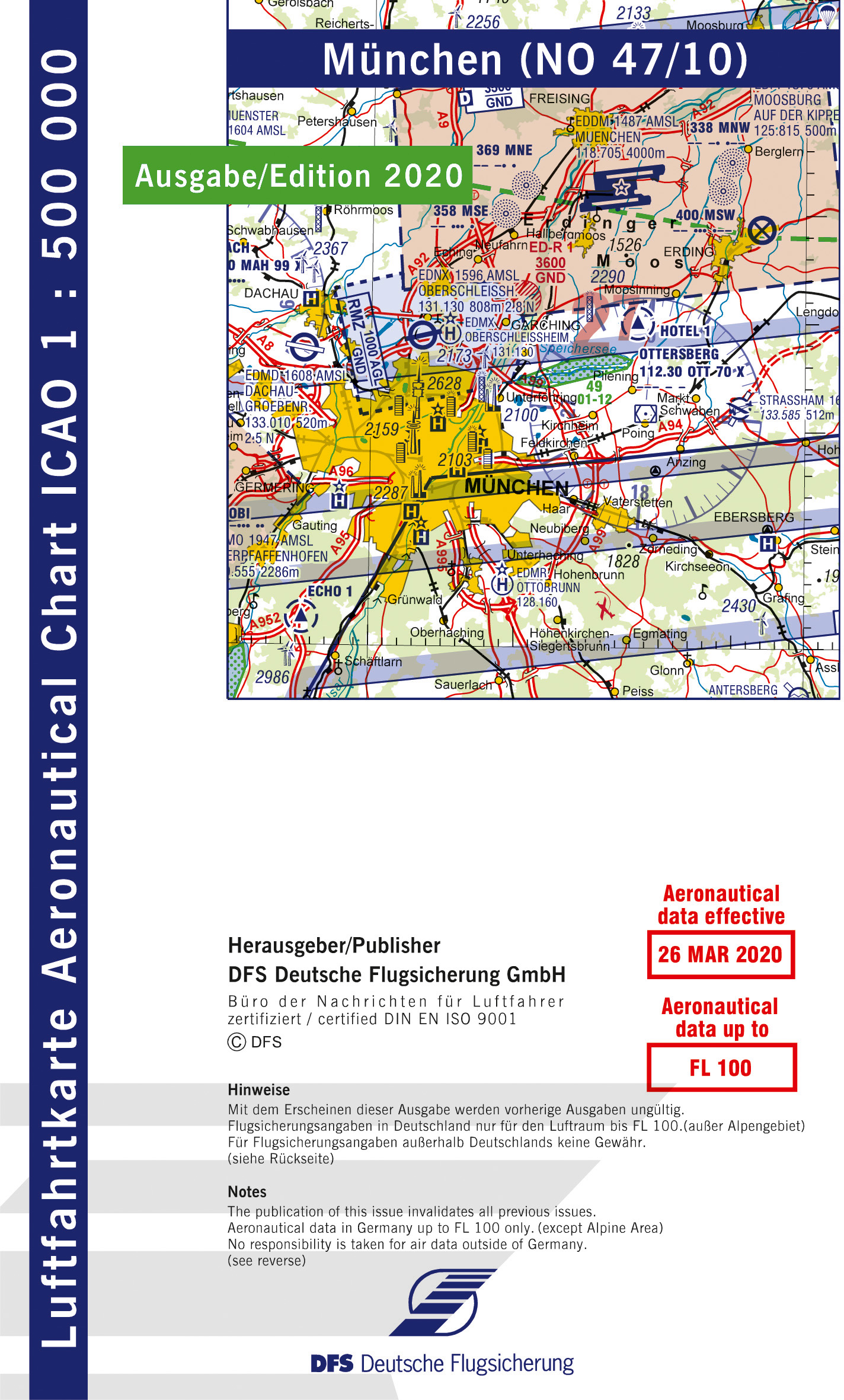 Aeronautical Chart ICAO 1:500.000, Munich (Edition 2020)  (preorder)