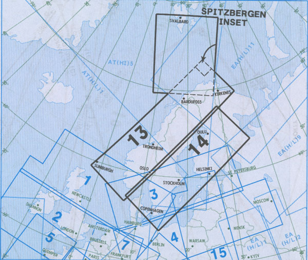 IFR route chart - upper airspace E(HI) 13/14