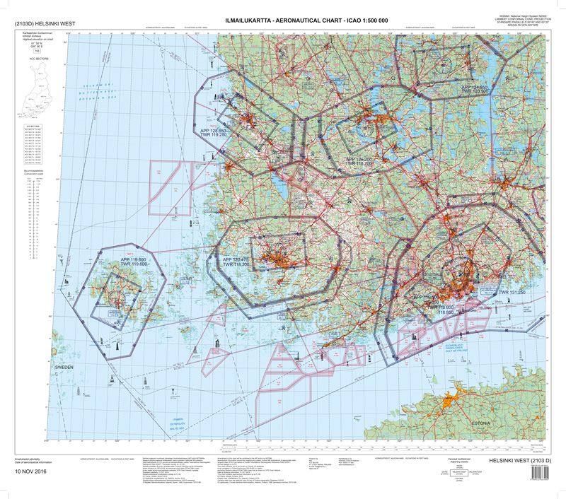 ICAO-Karte Finnland: Helsinki West Ausgabe 2025-Vorbestellung