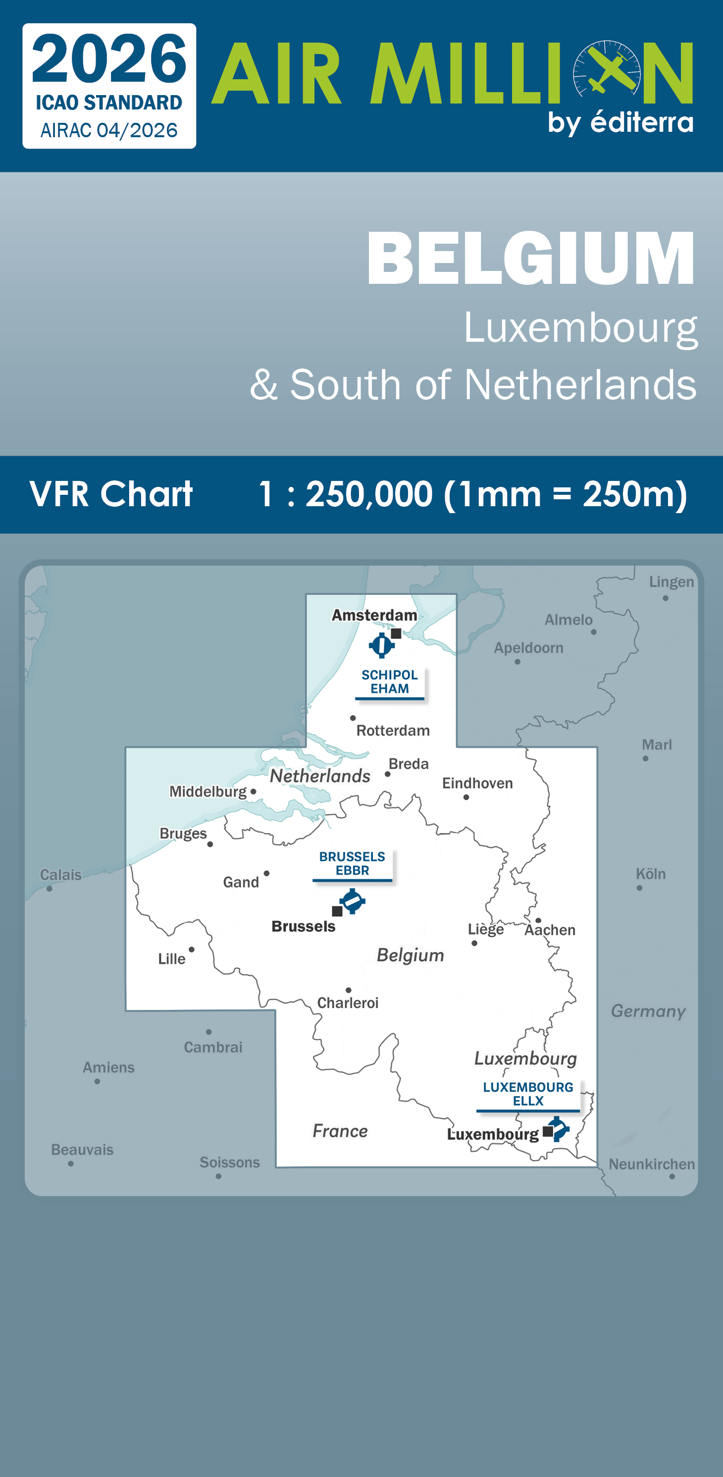 AIR MILLION: VFR-Zoom-Karte Belgium 1:250.000 (Edition 2026) 