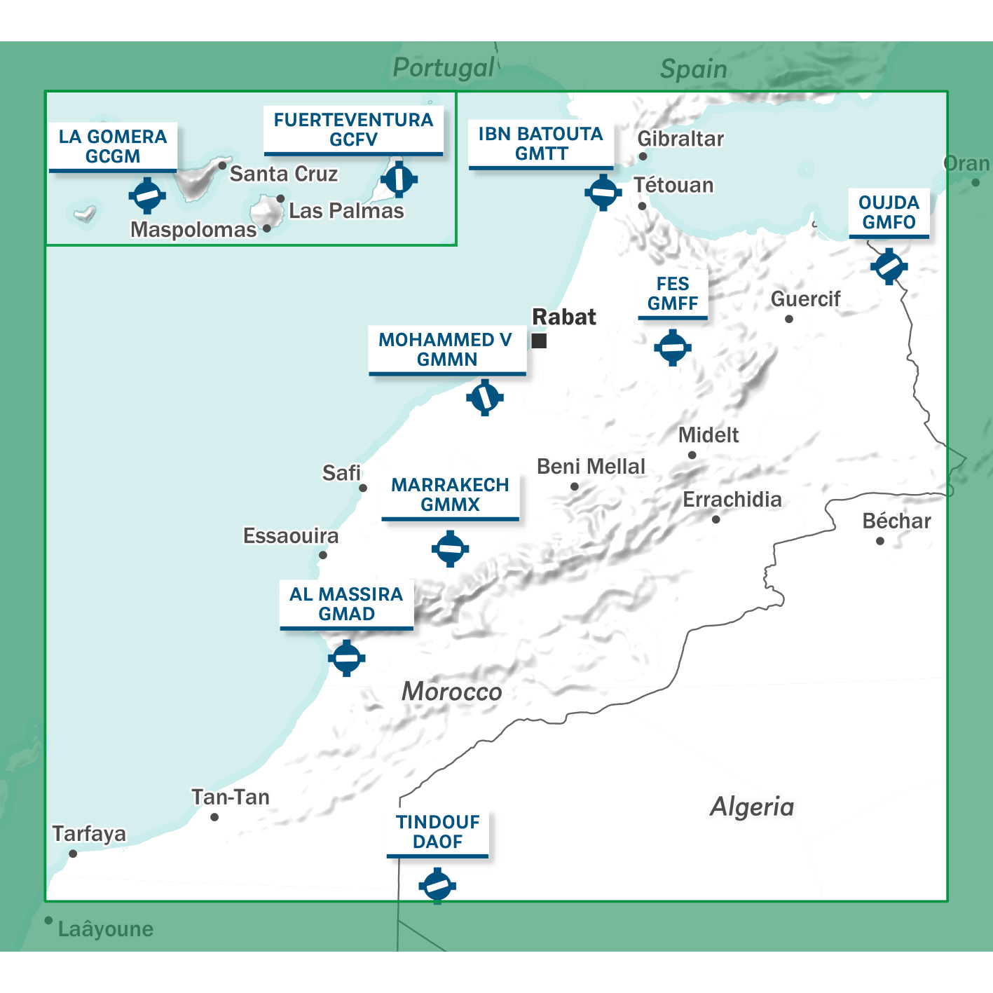 AIR MILLION: VFR-Zoom-Karte Morocco & Canary Islands-(2025)