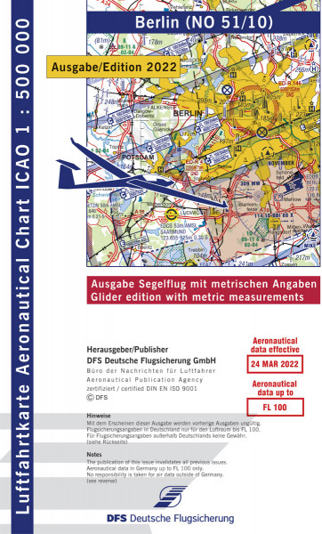 ICAO Glider Chart 1: 500.000, Berlin (Edition 2022)