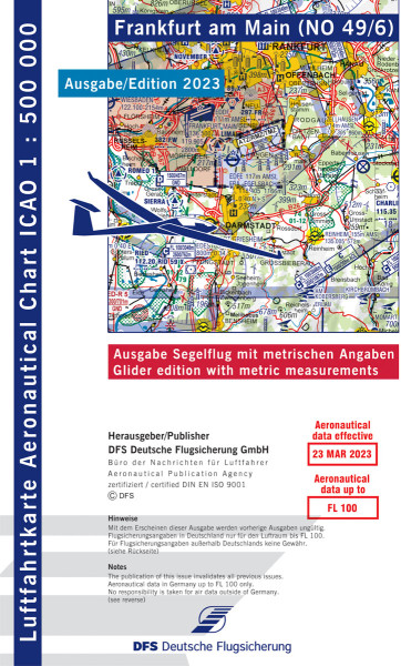 ICAO Glider Chart 1: 500.000, Frankfurt (Edition 2023)