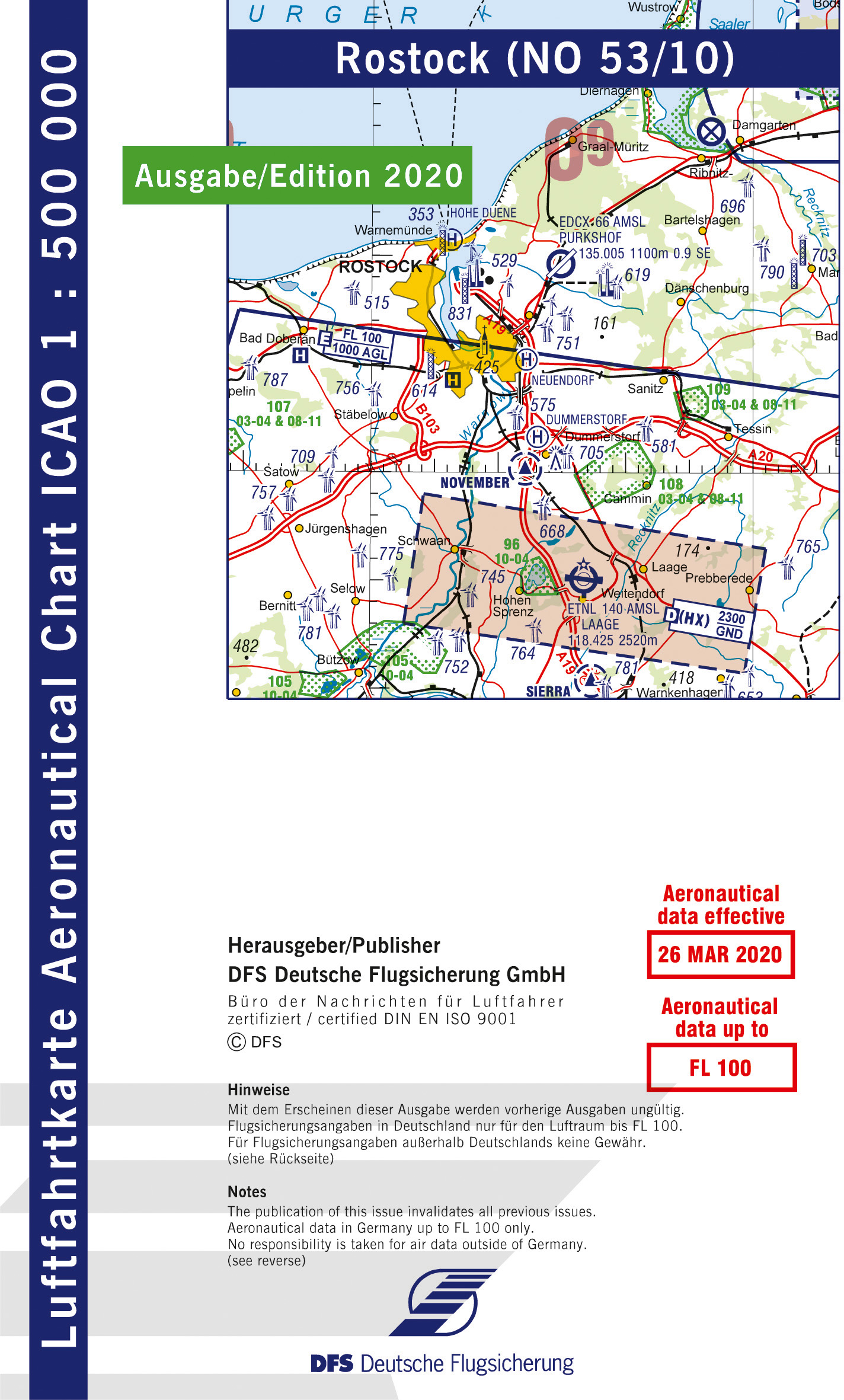 ICAO-Karte, Blatt Rostock (Ausgabe 2020), Motorflug 1:500.00