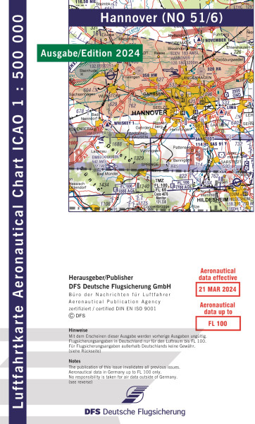 ICAO-Karte, Blatt Hannover (Ausgabe 2024), Motorflug 1:500.000-Vorbestellung