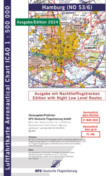 ICAO-Karte, Blatt Hamburg (Ausgabe 2024), Nachttiefflugstrecken 1:500.000