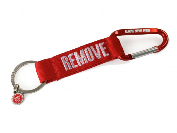 REMOVE BEFORE FLIGHT - Schlüsselanhänger mit Karabiner