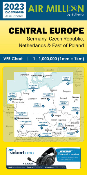 AIR MILLION: VFR-Karte Central Europe 1:1.000.000 (Edition 2023)