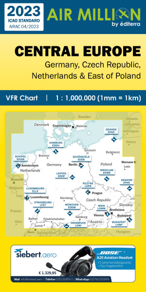 AIR MILLION: VFR-Karte Central Europe 1:1.000.000 (Edition 2024)