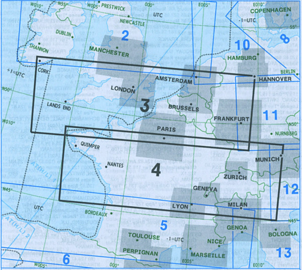 E(LO) 3/4 IFR route chart Europe - lower airspace