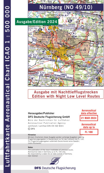 ICAO-Karte, Blatt Nürnberg (Ausgabe 2024), Nachttiefflugstrecken 1:500.000