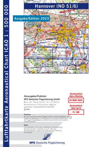 ICAO-Karte 1:500.000, Ausgabe 2023, Blatt Hannover