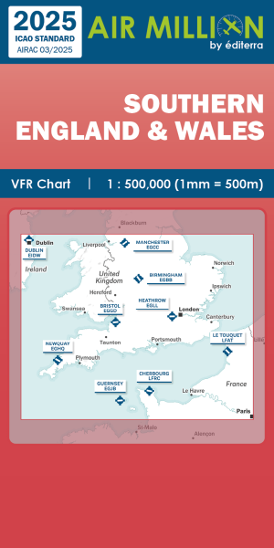AIR MILLION: VFR-Zoom-Karte Southern England & Wales 1:500.000 (Edition 2025)