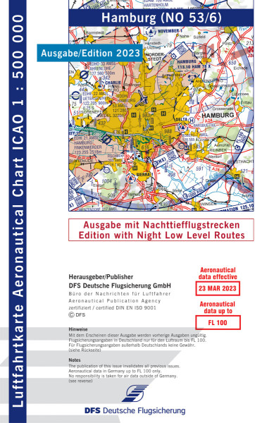ICAO-Chart 1:500.000, Hamburg with Night Low Level Routes (Edition 2023)
