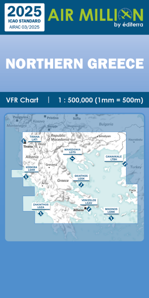 AIR MILLION: VFR-Zoom-Chart Greece / Northern Balkans 1:500.000 - (edition 2025)-Preorder
