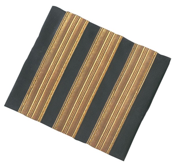 Schulter-Rang-Streifen 3er "First Officer", gold, large