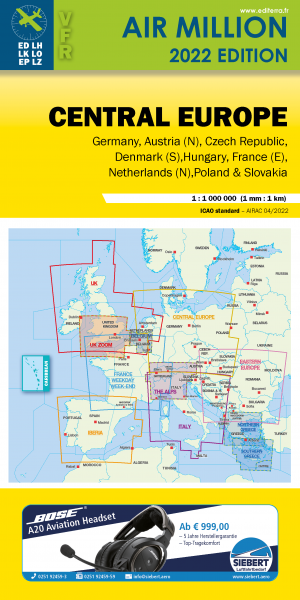 AIR MILLION: VFR-Chart Central Europe 1:1.000.000 (edition 2022)