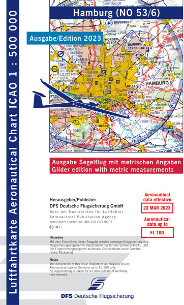 ICAO-Karte 1:500.000, Segelflug 2023, Blatt Hamburg