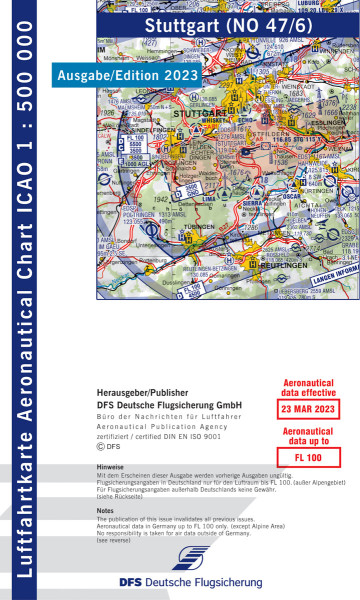 ICAO-Karte 1:500.000, Ausgabe 2023, Blatt Stuttgart