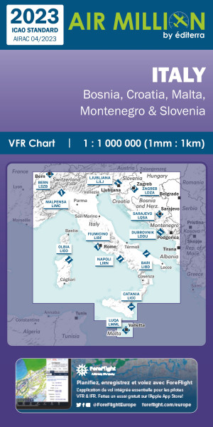 AIR MILLION: VFR-Karte Italy 1:1.000.000 (Edition 2023)