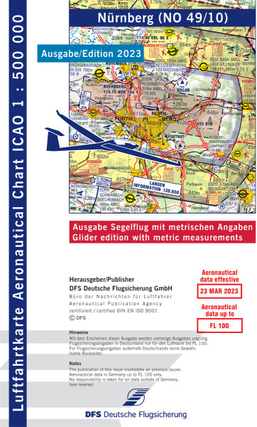 ICAO Glider Chart 1: 500.000, Nuremberg (Edition 2023)