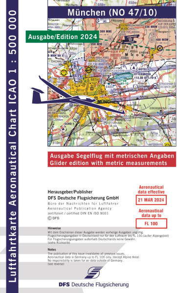 ICAO Glider Chart 1: 500.000, Munich (Edition 2024)