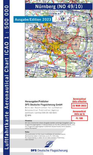 ICAO-Karte 1:500.000, Ausgabe 2023, Blatt Nürnberg
