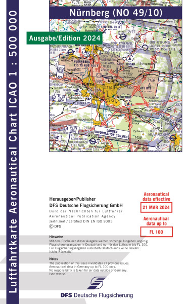 Aeronautical Chart ICAO 1:500.000, Nuremberg (Edition 2024)
