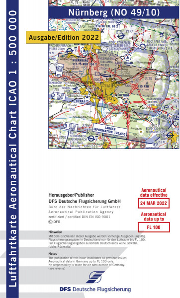 Aeronautical Chart ICAO 1:500.000, Nuremberg (Edition 2022)