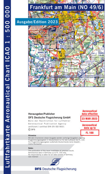 Aeronautical Chart ICAO-Chart 1:500.000, Frankfurt (Edition 2023)