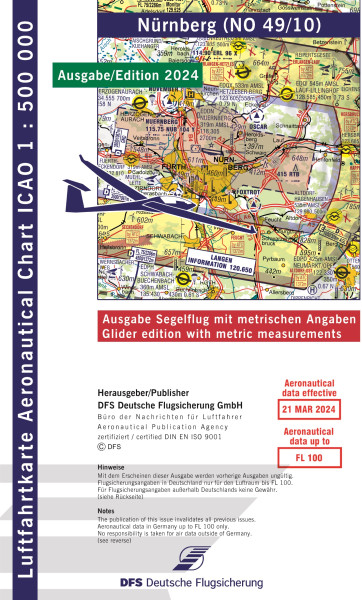 ICAO-Karte, Blatt Nürnberg (Ausgabe 2024), Segelflug 1:500.000-Vorbestellung