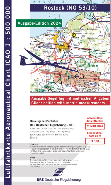 ICAO-Karte, Blatt Rostock (Ausgabe 2024), Segelflug 1:500.000-Vorbestellung