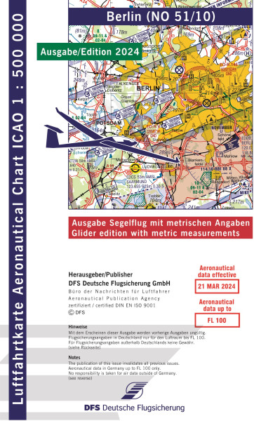 ICAO Glider Chart 1: 500.000, Berlin (Edition 2024)