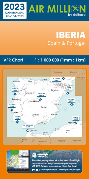 AIR MILLION: VFR-Karte Iberia 1:1.000.000 (Edition 2023)
