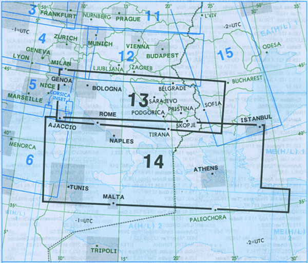E(LO) 13/14 IFR-Streckenkarte Europe - Unterer Luftraum