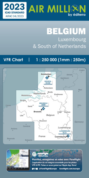 AIR MILLION: VFR-Zoom-Karte Belgique 1:250.000 (Edition 2023)