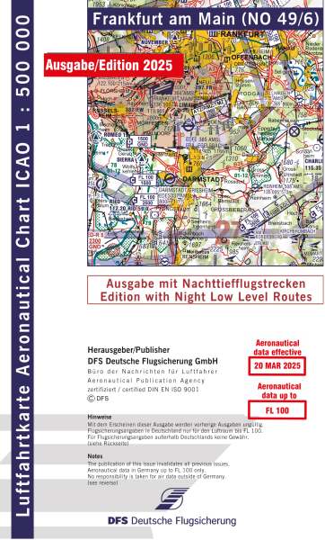 ICAO-Karte, Blatt Frankfurt (Ausgabe 2025), Nachttiefflugstrecken 1:500.000