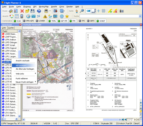 Flight Planner - VFR-Anflugkarten - AIP Schweiz