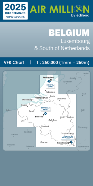 AIR MILLION: VFR-Zoom-Karte Belgique 1:250.000 (Edition 2025)