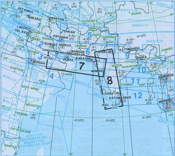 IFR-Streckenkarte Middle East - Oberer/Unterer Luftraum - ME(H/L) 7/8-Vorbestellung