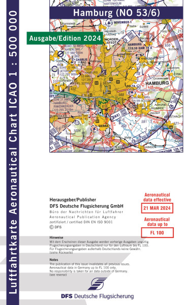 ICAO-Karte, Blatt Hamburg (Ausgabe 2024), Motorflug 1:500.000-Vorbestellung