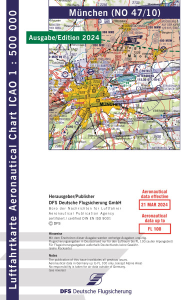 Aeronautical Chart ICAO 1:500.000, Munich (Edition 2024)
